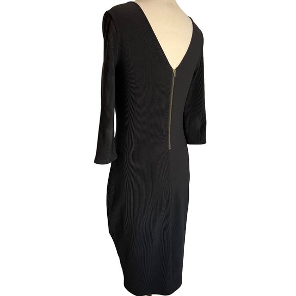 Express Black Bodycon Dress With Back Zipper & 3/4 Sleeves Size M Sexy - Picture 10 of 16